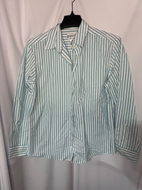Pendleton Tops - Pendleton White Shirt with Seafoam Stripes